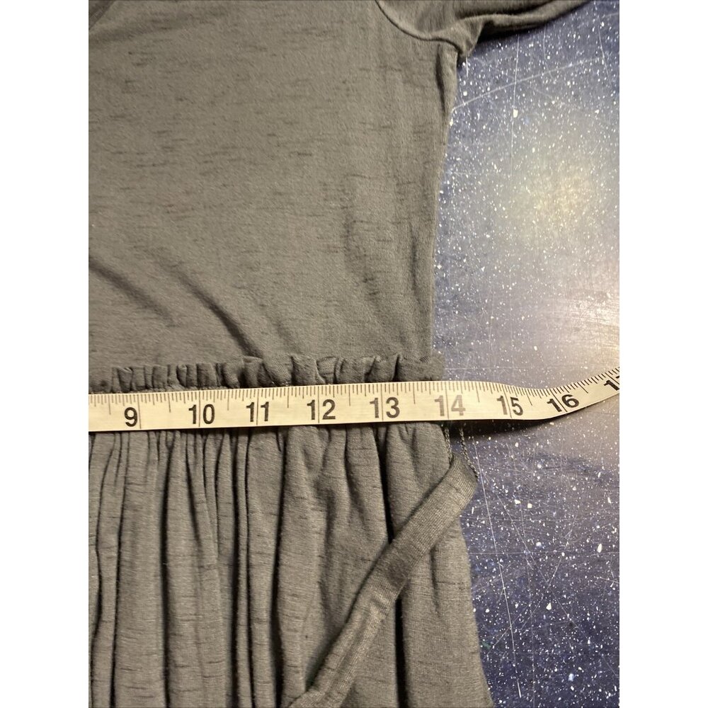 Matilda Jane Sz S Grey Gray Midi Dress Elastic/Tie Waistband V-Neck 3/4 Sleeve - Picture 11 of 12